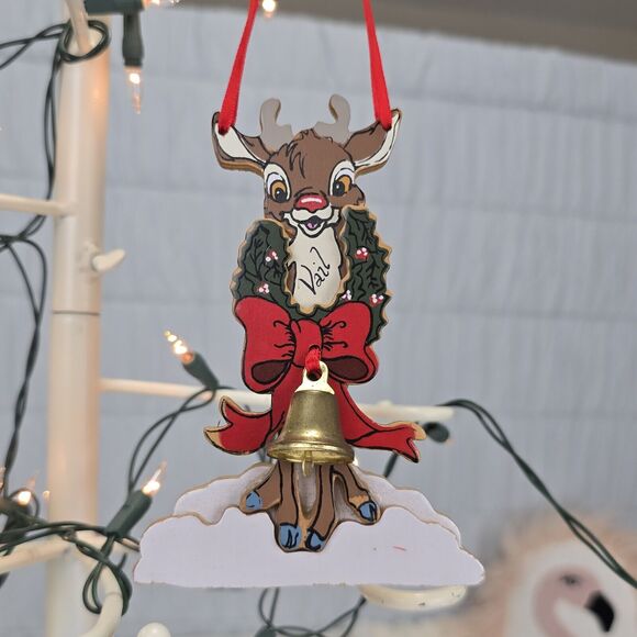 1988 Kurt Adler Rudolph The Red Nosed Reindeer Vintage Wood Ornament - Picture 1 of 7